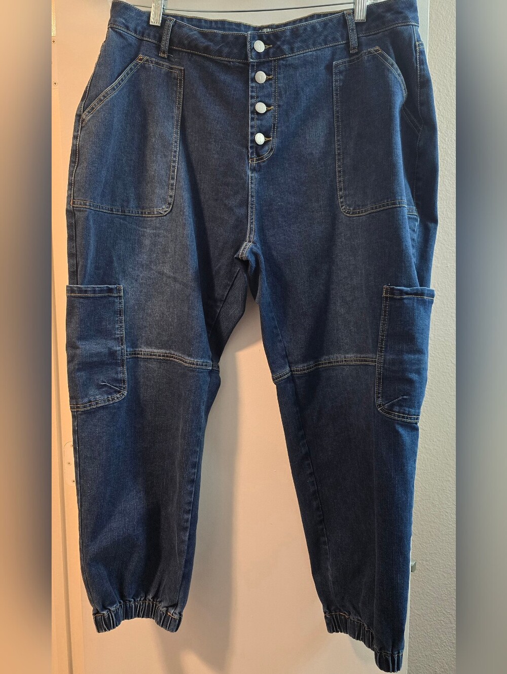 116 Relaxed Dark Blue Women's Cargo Denim Jeans